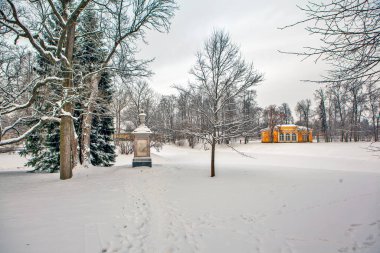 TSARSKOE SELO, RUSSIA - 21 Ocak 2021: Fotoğraf: A.D. Lansky. Catherine Park.