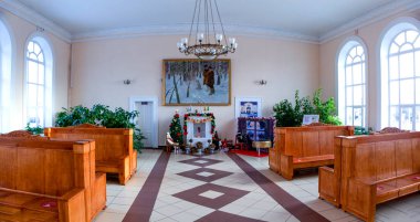 Rzhev-Baltiysky istasyonunun içi. Rzhev, Tver bölgesi. - Rusya. 3 Ocak 2021