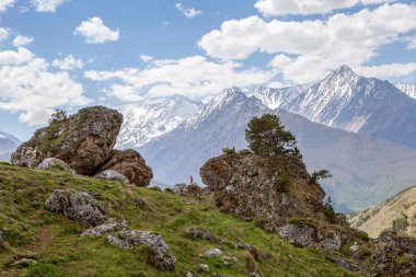 Dzheyrakh Boğazı 'nın üst kısımlarındaki resimli manzaralar. Ingushetia Cumhuriyeti, Rusya. 15 Mayıs 2021