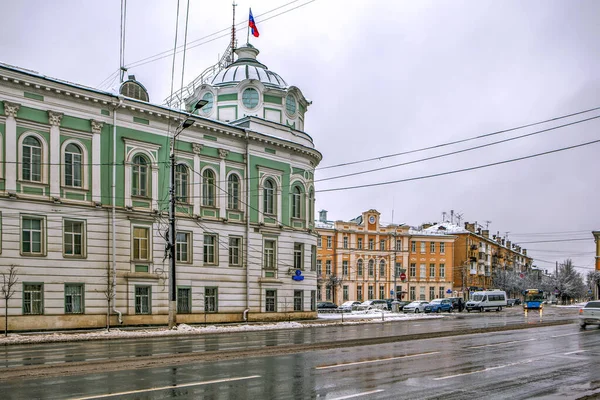 Conjunto Edificios Plaza Mikhail Tverskoy Antigua Plaza Soviética Tver Rusia —  Fotos de Stock