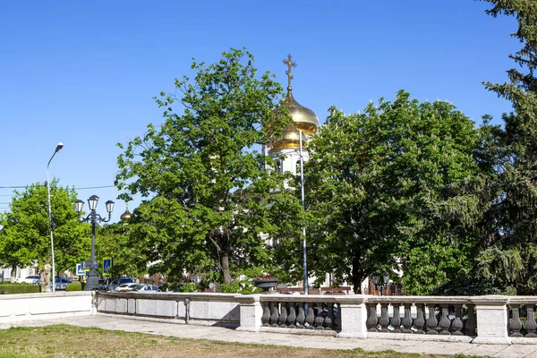 Praça Lermontovsky Com Vista Para Catedral Spassky Pyatigorsk Região Stavropol — Fotografia de Stock