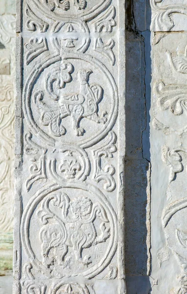 Stenen Patronen Reliëfs Muren Van George Cathedral Yuryev Polsky Vladimir — Stockfoto
