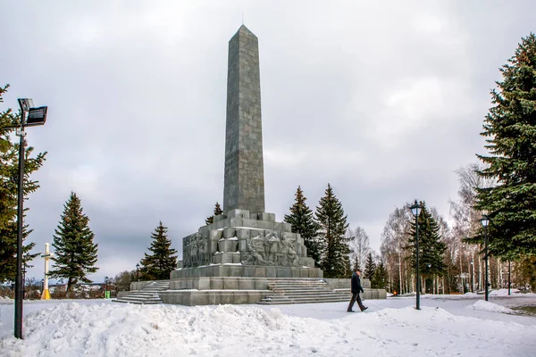 Obelisk Liberators Rzhev Rzhev Tver Region Russia January 2021 — Stock Photo, Image