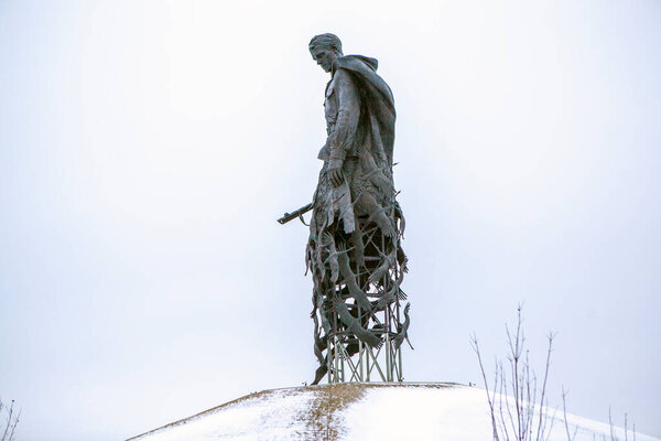 Rzhevsky memorial to the Soviet soldier ("Cranes"). Rzhevsky district, Tver region. Russia. January 3, 2021