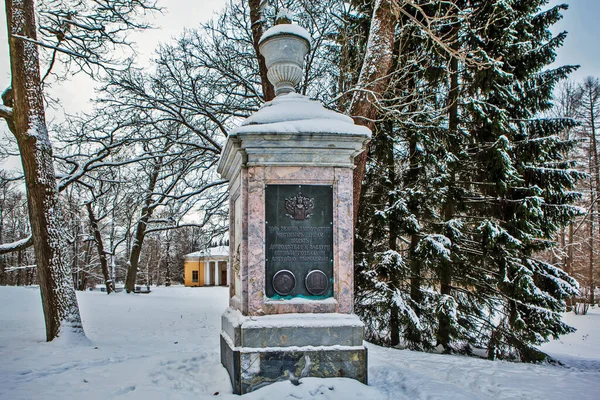 Tsarskoe Selo Russia Styczeń 2021 Zdjęcie Pomnika Lansky Katarzyna Park — Zdjęcie stockowe