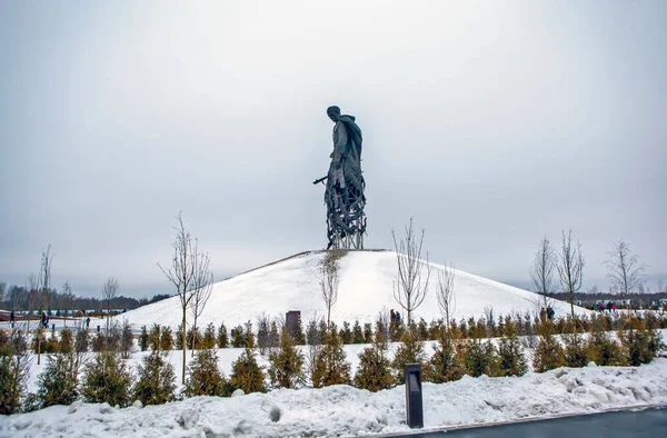 Rzhevsky Μνημείο Για Σοβιετικό Στρατιώτη Cranes Περιοχή Rzhevsky Περιοχή Tver — Φωτογραφία Αρχείου