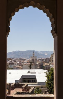 Malaga Gibralfaro Kalesi manzarası. İspanya.
