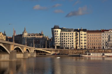 The Vltava River and Jirásek Bridge. Prague. Czech Republic.