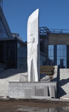 EKATERINBURG, RUSSIA - MARCH  19, 2015: Photo of Monument to Boris Yeltsin. clipart