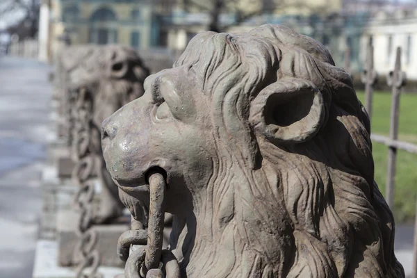 29 cast iron lions near the manor Kushelev-Bezborodko. St. Petersburg. — Stock Photo, Image