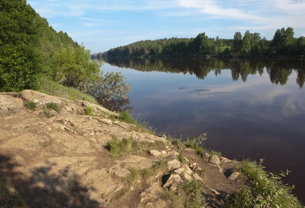 Stone on the shore tours, from which St. Simeon Verkhotursky fished. Sverdlovsk region — Stock Photo, Image