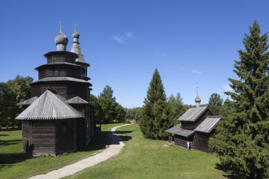 Velikiy Novgorod. Ahşap mimari Vitoslavlitsy Müzesi. Aziz Nikolaos Kilisesi