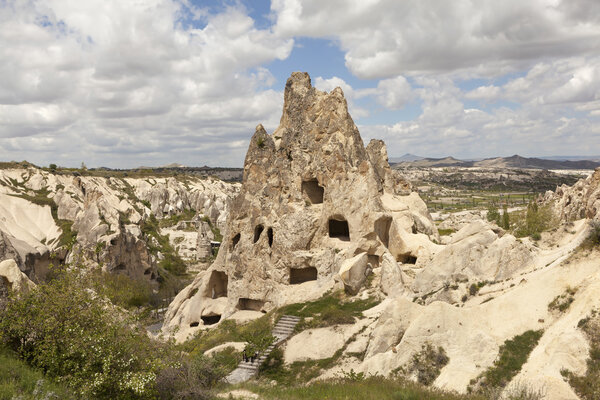 Cappadocia, Turkey. Landscape with caves in the rocks in the National Park of Goreme.