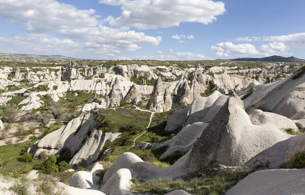 Cappadocia, Turkey. Pigeon Valley with pillars of weathering.