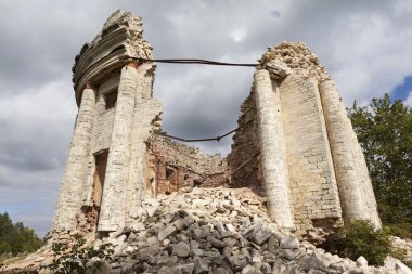 Ruins of the Trinity Church on Fifth Mountain. Volosovsky district. Leningrad region. Russia.