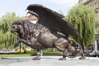Prague, Çek Cumhuriyeti - 02 Eylül 2015: fotoğraf kanatlı aslan.