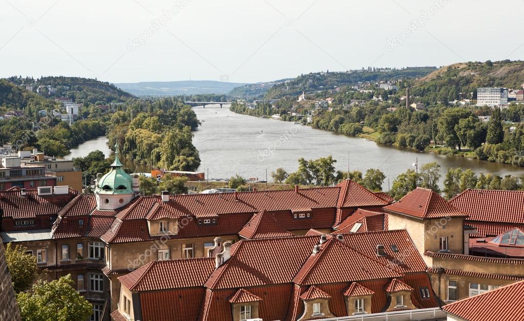 View of the historic district of Prague from the observation deck. Czech Republic.