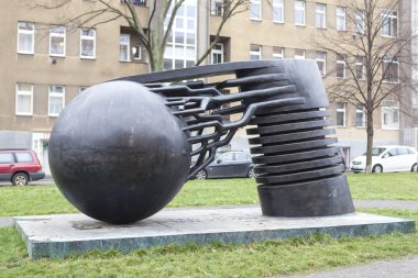 Prague, Çek Cumhuriyeti - 20 Aralık 2015: anıt fotoğraf fizikçi Nikola Tesla.