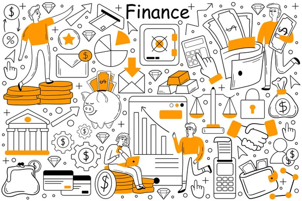 Financiële doodle set — Stockvector