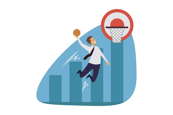 Vinna, sport, ledarskap, mål, basket, framgång, affärsidé — Stock vektor