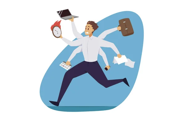 Multitasking, üzleti hatékonyság, rohanás koncepció — Stock Vector