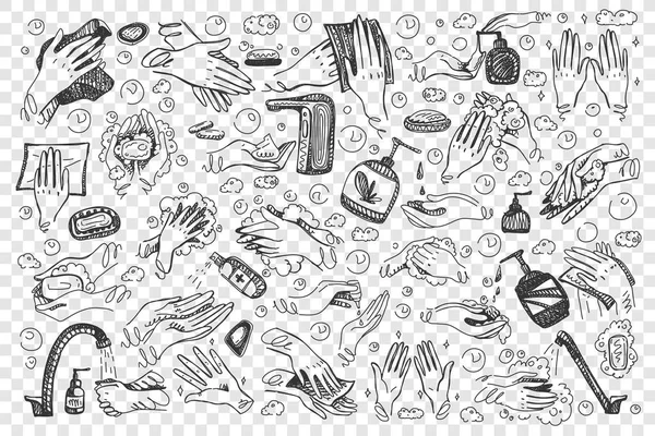 Set de garabatos dibujados a mano higiénicos — Archivo Imágenes Vectoriales