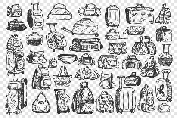 Bolsas mano dibujado conjunto de garabatos — Archivo Imágenes Vectoriales
