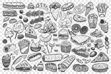 Fast food doodle set koleksiyonu