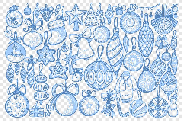 Kerstversiering doodle set collectie — Stockvector