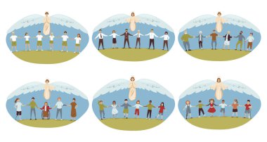 Protection, religion, christianity set concept clipart
