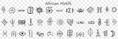 Afrika motifleri ve desenleri karalama seti