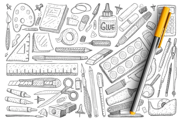 Oggetti per hobby creativo doodle set — Vettoriale Stock