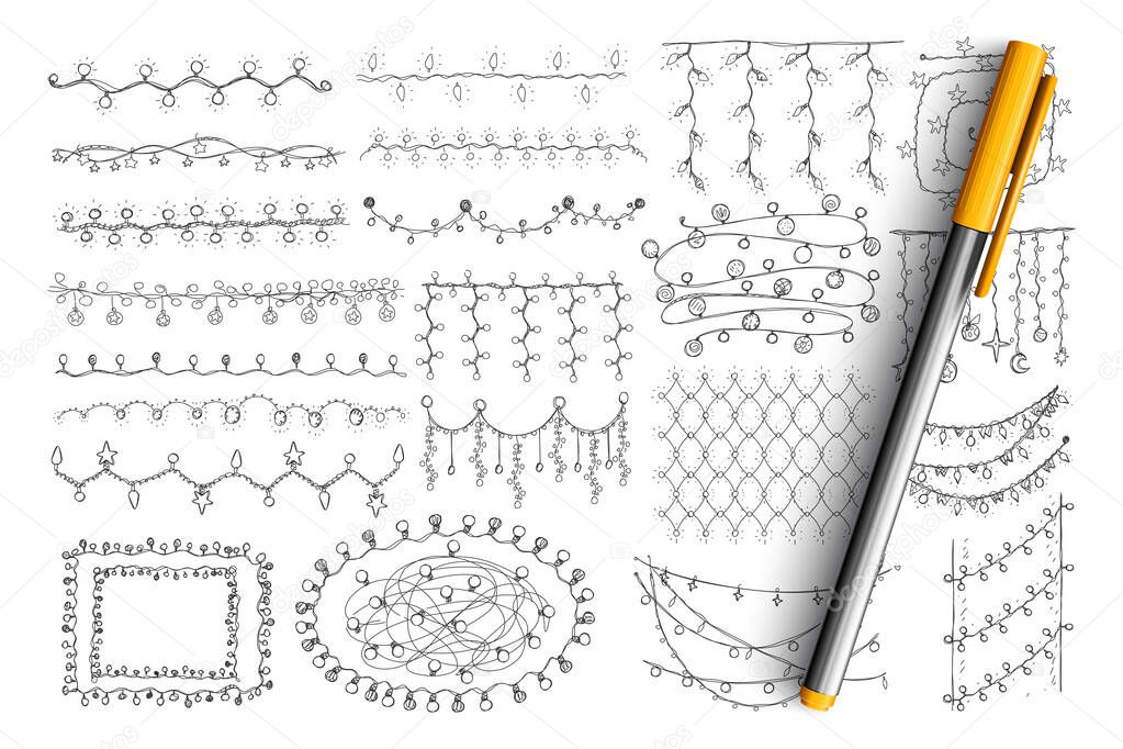 Elegant patterns and lines doodle set