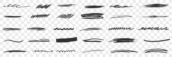 Scribblings gruesos y delgados líneas dibujos doodle conjunto — Archivo Imágenes Vectoriales
