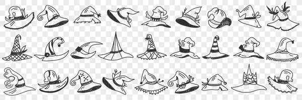 Gnome cap estilos doodle set — Vetor de Stock