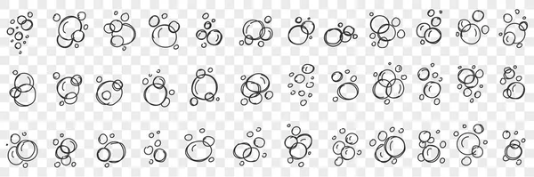 Zeepbellen vormen doodle set — Stockvector