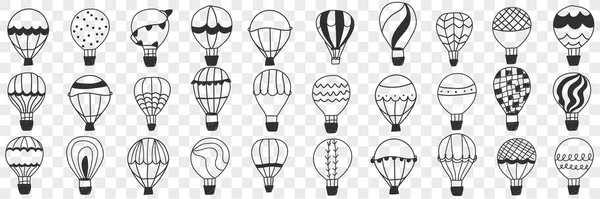 Flying Air globo doodle conjunto. — Archivo Imágenes Vectoriales