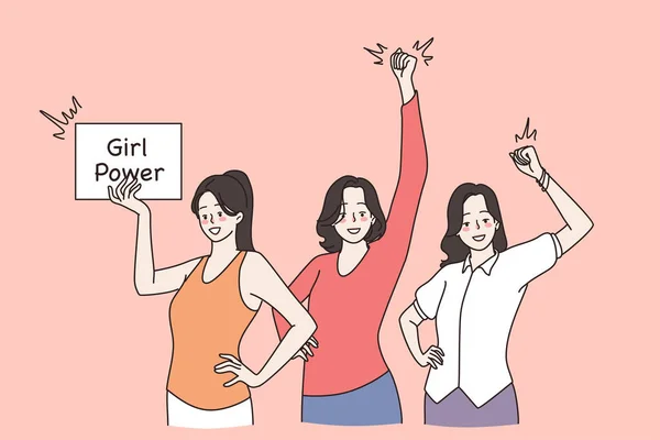 Kız gücü ve feminizm kavramı — Stok Vektör