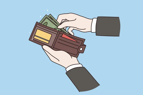Portefeuille avec argent du concept d'homme d'affaires — Image vectorielle