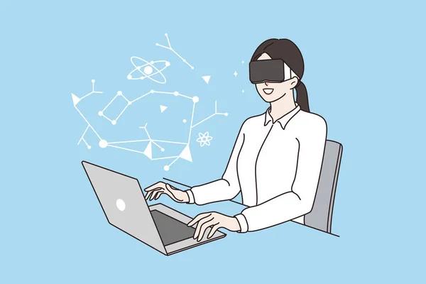 Concepto de realidad virtual en el trabajo — Vector de stock