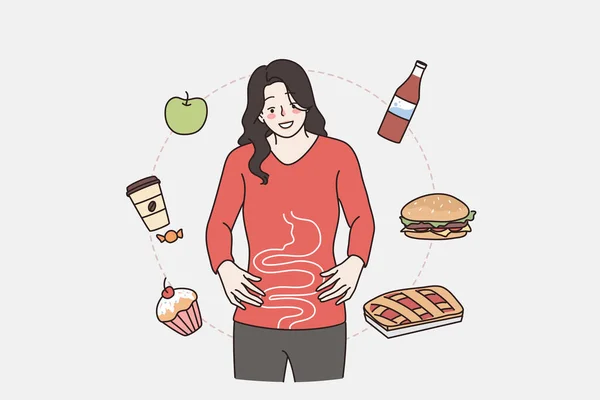 Sistema gastrointestinal y concepto de digestión saludable. — Vector de stock