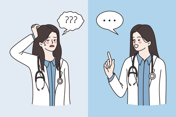 Medizinische Fachangestellte äußert unterschiedliche Gefühle — Stockvektor