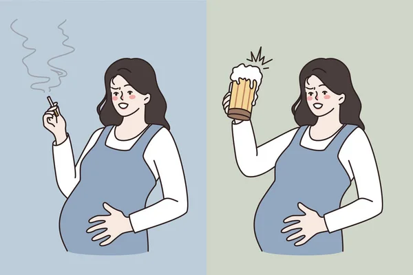 Κακές συνήθειες κατά τη διάρκεια της εγκυμοσύνης — Διανυσματικό Αρχείο