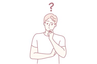 Belirsizlik içindeki seçenekleri değerlendirirken kafa karışıklığı gösteren, karar verme sürecinde belirsizlik gösteren ve düşünceleri belirsiz duygularla sorgulayan bir adam