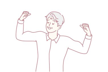 Neşeli zafer kutlamaları, insanoğlu ödül töreni sırasında gururla sunar, bireysel olarak önemli bir dönüm noktasının ardından kendinden emin bir duruş ve anlamlı bir sevinç sergiler.