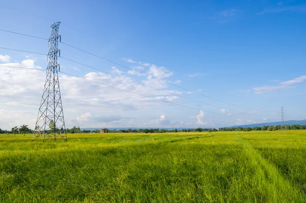 High voltage post.High-voltage tower. — Stock Photo, Image