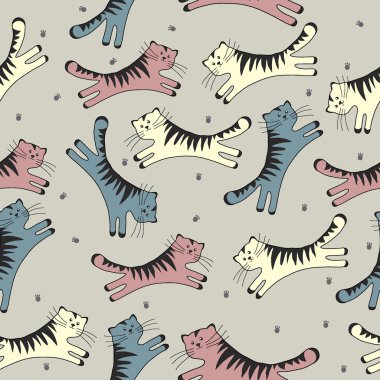 Sorunsuz doodle kediler desen