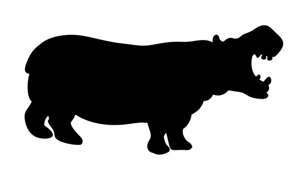 Black hippopotamus silhouette — Stock Vector