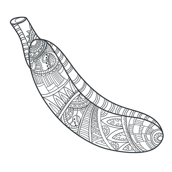 Banana zentangle desenhada à mão — Vetor de Stock