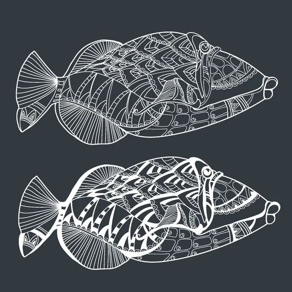 Hand drawn stylized sea fish — Stock Vector